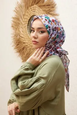 Silk Home Menekşe Desen Soft Pamuk Eşarp