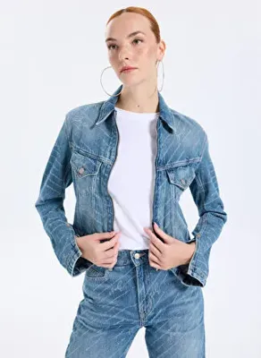 BOSS Mavi Kadın %100 Pamuk Denim Ceket 50542426