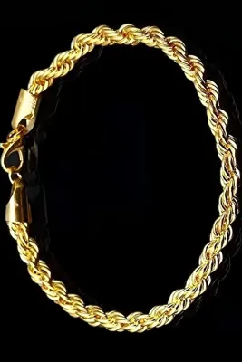 Takı Dükkanı Kalın Sarı Halat Burgulu Erkek Çelik Bileklik 4mm eck28b