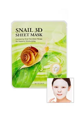 Missha Salyangoz Salgısı Özü İçeren Nemlendirici 3D Yaprak Maske Snail 3D Sheet Mask