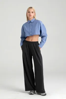 SHEISMONO Soft Touch Piliseli Pantolon Füme