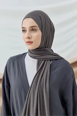 Modakaşmir Koyu Gri Renk Penye Şal