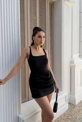 Sindimoda Lina Kare Yaka Mini Tasarım Elbise 7895