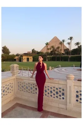 ESRAHELVACI Halter Yaka Organze Çiçekli Elbise E.H Collection
