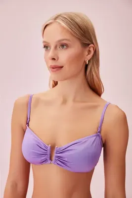 SUWEN Metal Aksesuarlı Straplez Bikini Üst