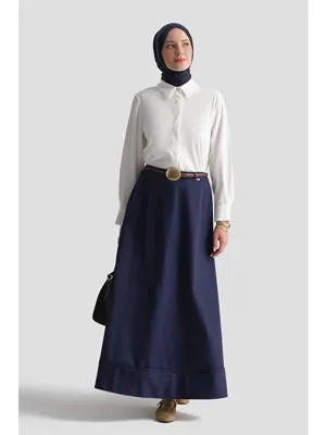 Armine Gold Düğmeli Basic Gömlek Ekru