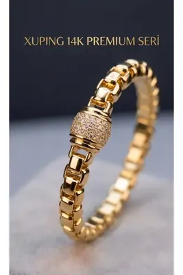 AG LUNERA Xuping 14K Altın Kaplama Premium Seri VIP Bileklik-19cm