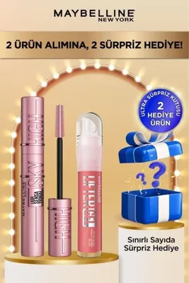 NYX Professional Makeup Maybelline New York Sky High Maskara + Lifter Gel Dudak Parlatıcısı 06 - Ultra Sürpriz Hediye!