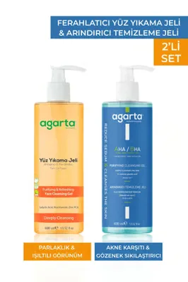 Agarta 2'Li Set Gözenek Sıkılaştırıcı Yüz Temizleme Jeli + Canlandırıcı Yüz Temizleme Jeli