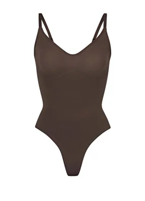 Skims Seamless Sculpt Koyu Kahverengi Tanga Bodysuit
