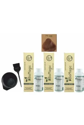 BioMagic Organik Amonyaksız Saç Boyası (Kumral Dore-77.33)+Oksidan (3 Adet)