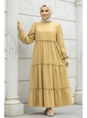 Neva Style Kat Piliseli Bisküvi Tesettür Poplin Elbise 57342BS