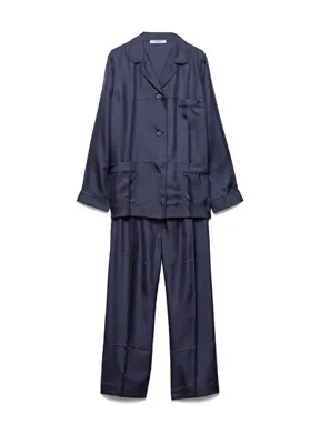 Prada Mavi İpek Kadın Pijama Takımı