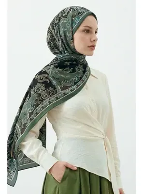 InStyle Damla Motif Desenli Haki Soft Pamuk Şal