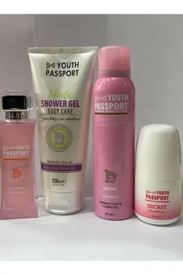 Youth Passport parfüm +duş jeli +Deo Secret 150 Ml +Secret Roll-on set