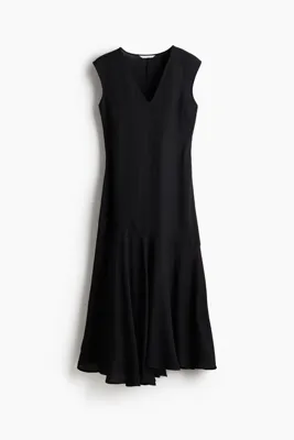 H&M V Yakalı Saten Elbise