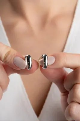 Silvano Jewelry 925 Ayar Gümüş Minik Halka Küpe (1.3 cm)