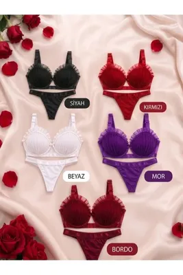 Genel Markalar İstiridye Model Tam Dolgulu Destekli Sütyen Külot Takımı – 5'li Set