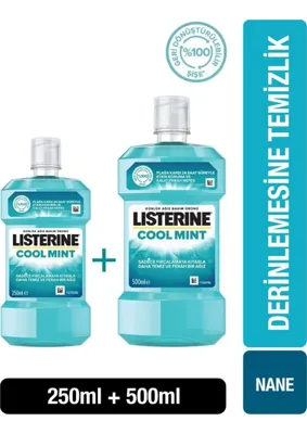 Myg Plus Listerine Cool Mint Ağız Bakım Suyu 500 ml + 250 ml