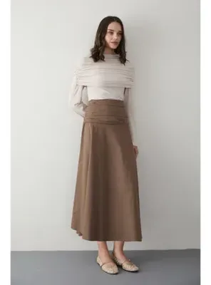 Melike Tatar Poplin Etek 32-2816 KAHVERENGİ