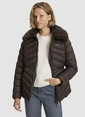 U.S. Polo Assn. PAZ26K Koyu Kahve Kadın Regular Fit Pelüş Detaylı Cepli Mont