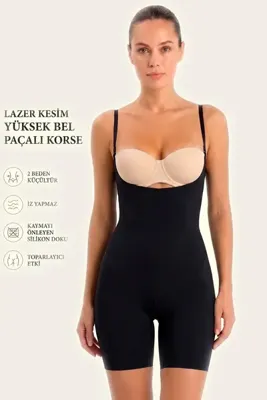 Ms Moda Style Lazer Kesim Göğüs Altı Body Korse - Siyah