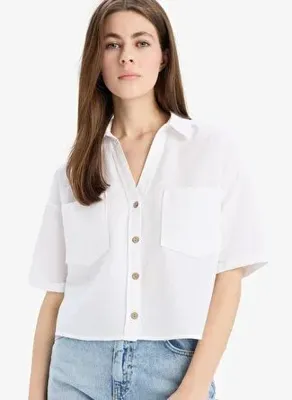 DeFacto Keten Karışımlı Boxy Fit Basıc Gömlek V2523AZ25SP