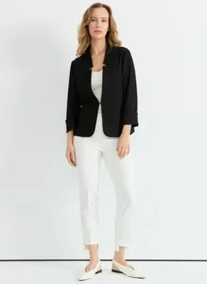 Selen Siyah Kadın Çizgili Ceket 25YSL1465