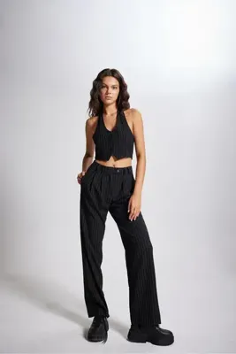 Holly Lolly Striped Pantolon Siyah