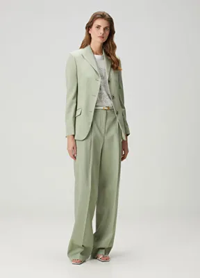 Golden Goose Relaxed Fit Su Yeşili Yün Pantolon