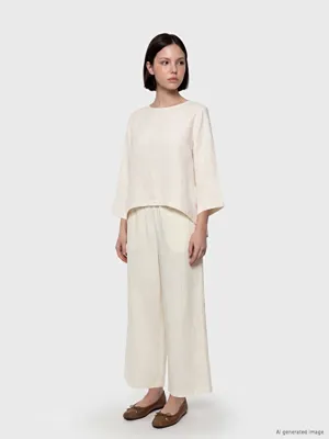 LCW Petite Beli Lastikli Kadın Pantolon