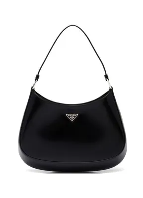 Prada Cleo Siyah Fırçalanmış Deri Kadın El Çantası