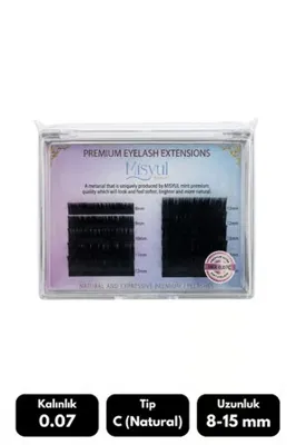misyul 0.07c Natural Kıvrım Çek Bırak 12'li Doğal İpek Kirpik