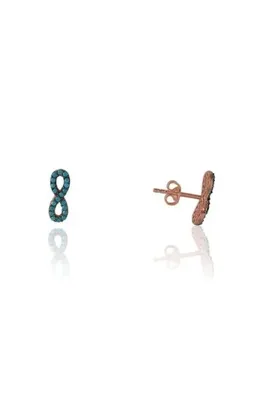 Söğütlü Silver Turkuaz Taşlı Mini Sonsuzluk Küpe Sgtl4063