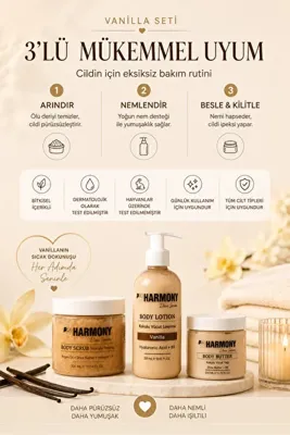 PROHARMONY Vanilla Ritüeli 3’lü Vücut Bakım Seti 750 ml | Body Scrub + Body Lotion + Body Butter