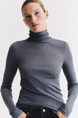 H&M Pima Pamuklu Yarım Balıkçı Yaka Üst