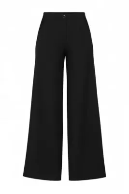 TRENDYOLMİLLA Siyah Geniş Paça Dokuma Pantolon TWOAW27PL00142