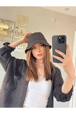 FASİON Siyah Kadın Bucket Şapka-yazlık Trend Şık Kova Şapka
