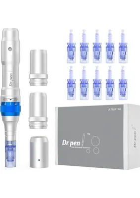Dr. Pen Dr.pen A6 Microneedling Kalem Yüz ve Vücut Için Mirco Iğneleme Derma Kalemi Yara Serumu Için 5 Hız Derinliği Ayarlanabilir 2 Yedek Pil ve 10 Kartuşla 36-Pin Kablolu ve Kablosuz Ingiltere Tak