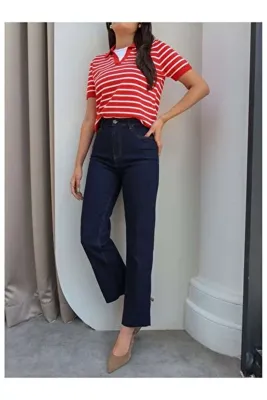 ESRAHELVACI Straight Paça Kesik Jean