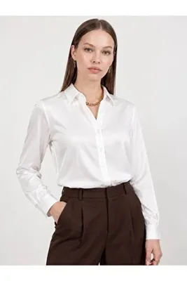 PERA MODA Saten Yüzeyli Fitted Gömlek