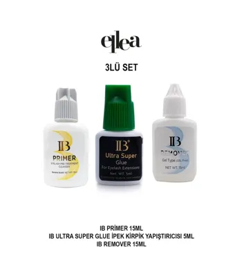 ellea Ib İpek Kirpik Yapıştırıcı Yeşil Kapak Primer Remover Seti