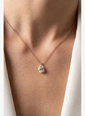 Frnch 925 Ayar Gümüş ve Beyaz Zirkon Taşlı Rose Renk Kadın Kolye FRJ31033-1133-CA