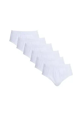 Tudors Erkek 6'lı Paket Lastikli %100 Pamuk Beyaz Slip Külot