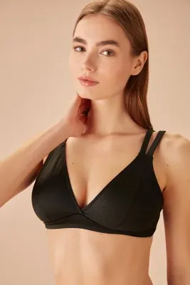 SUWEN Üçgen Dokulu Bralet Bikini Üst