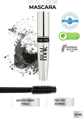 Note Cosmetics Real Look Uzatma Ve Belirginleştirme Etkili Kirpik Diplerini Besleyici Maskara - Siyah