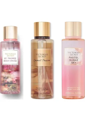 Victoria's Secret 3'lü Vücut Spreyi Seti - Pastel Sugar Sky + St. Tropez Beach Orchid + Coconut Passion (3 x 250 Ml)