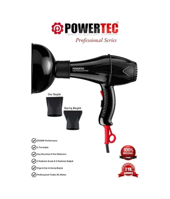 POWERTEC TR-901 + Vigo Başlık Profesyonel Saç Kurutma Makinesi & Fön Makinesi