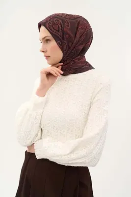 Silk Home Viskon Velora Eşarp Dört Mevsim Etro Desen Mürdüm 90X90