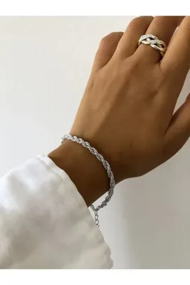 Genel Markalar Gümüş Renk Burgu Unisex Çelik Bileklik